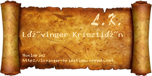 Lővinger Krisztián névjegykártya