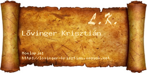 Lővinger Krisztián névjegykártya